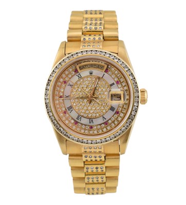 Lot 18 - ROLEX GENTS 18K GOLD OYSTER PERPETUAL DAY DATE AFTERMARKET WATCH