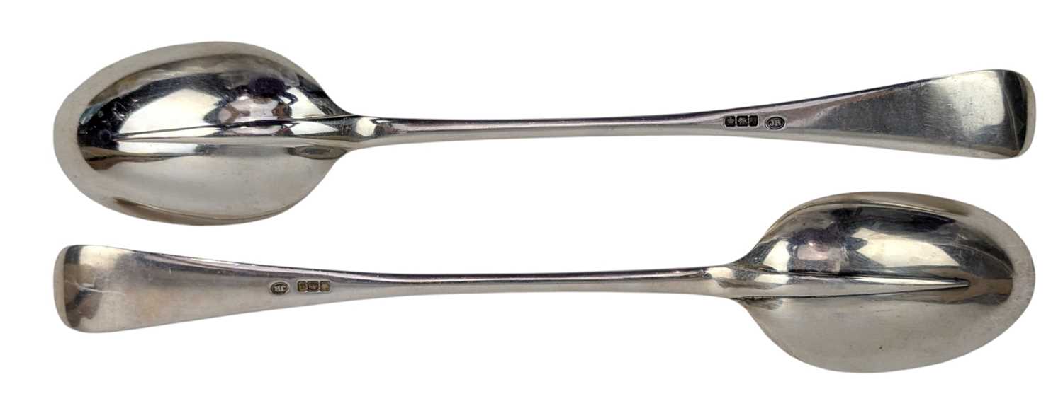 Lot 151 - TWO LARGE 19TH CENTURY VICTORIAN HALLMARKED SILVER SERVING SPOONS