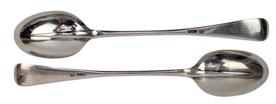 Lot 151 - TWO LARGE 19TH CENTURY VICTORIAN HALLMARKED SILVER SERVING SPOONS