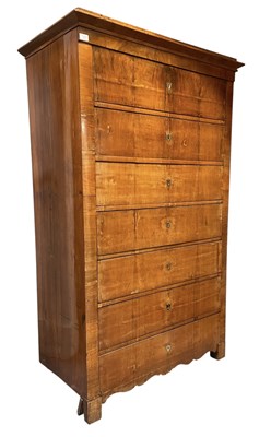 Lot 511 - BIEDERMEIER 19TH CENTURY WALNUT SEMAINIER CHEST OF DRAWERS