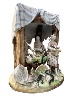 Lot 81 - GERMAN PORCELAIN, POSSIBLY MEISSEN, 19TH CENTURY FISHMONGERS GROUP FIGURE