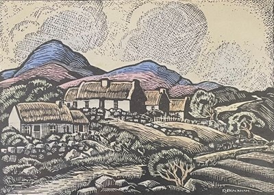 Lot 169 - DORTHY BLACKHAM (IRISH 1896-1975) - HAND COLOURED LINOCUT