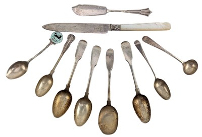 Lot 177 - FOUR GEORGE III HALLMARKED SILVER FLATWARE & OTHER 19TH CENTURY FLATWARE