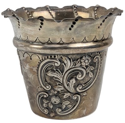 Lot 173 - 19TH CENTURY VICTORIAN SILVER HALLMARKED REPOUSSE PLANT POT