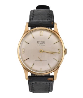Lot 293 - A HALLMARKED 9CT GOLD BAUME GENTLEMAN'S WRISTWATCH