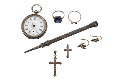 Lot 124 - SELLECTION OF ANTIQUE JEWELLERY WATCH & PROPELING PENCIL