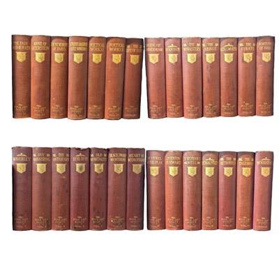 Lot 177 - SIR WALTER SCOTT - [c1910] THE FINE ART SCOTT LIBRARY SET, COMPLETE WITH OAK BOOKCASE