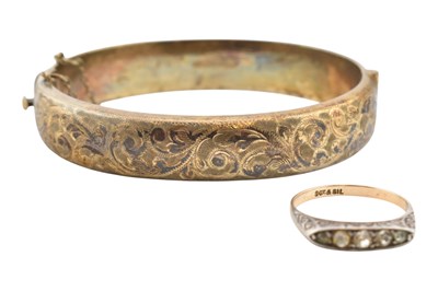 Lot 538 - HALLMARKED SILVER GILT BRACELET & 9CT GOLD & SILVER RING
