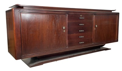 Lot 532 - LARGE 20TH CENTURY ART DECO INDONESIAN TEAK SIDEBOARD / BUFFET
