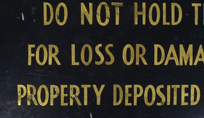Lot 70 - FORMER BRISTOL ZOO GARDENS - EARLY 20TH CENTURY CLOAKROOM SIGN
