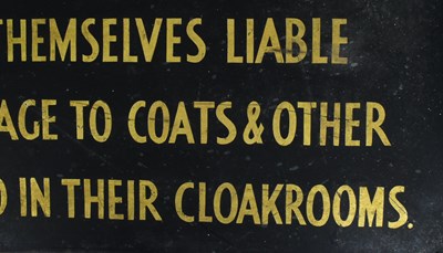 Lot 70 - FORMER BRISTOL ZOO GARDENS - EARLY 20TH CENTURY CLOAKROOM SIGN