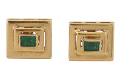 Lot 61 - A PAIR OF 18CT GOLD & GEM SET EARRINGS
