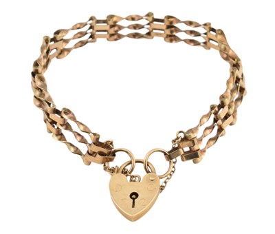 Lot 376 - HALLMARKED 9CT GOLD GATE LINK CHAIN BRACELET AF