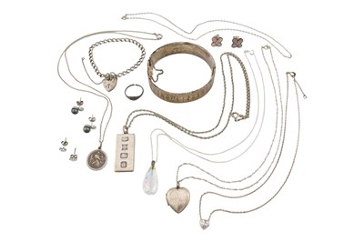 Lot 352 - COLLECTION OF SILVER & WHITE METAL JEWELLERY