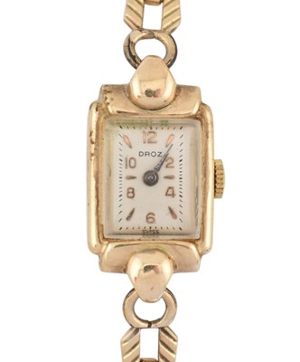 Lot 317 - A HALLMARKED SWISS 9CT GOLD DROZ LADIES DRESS COCKTAIL WRISTWATCH