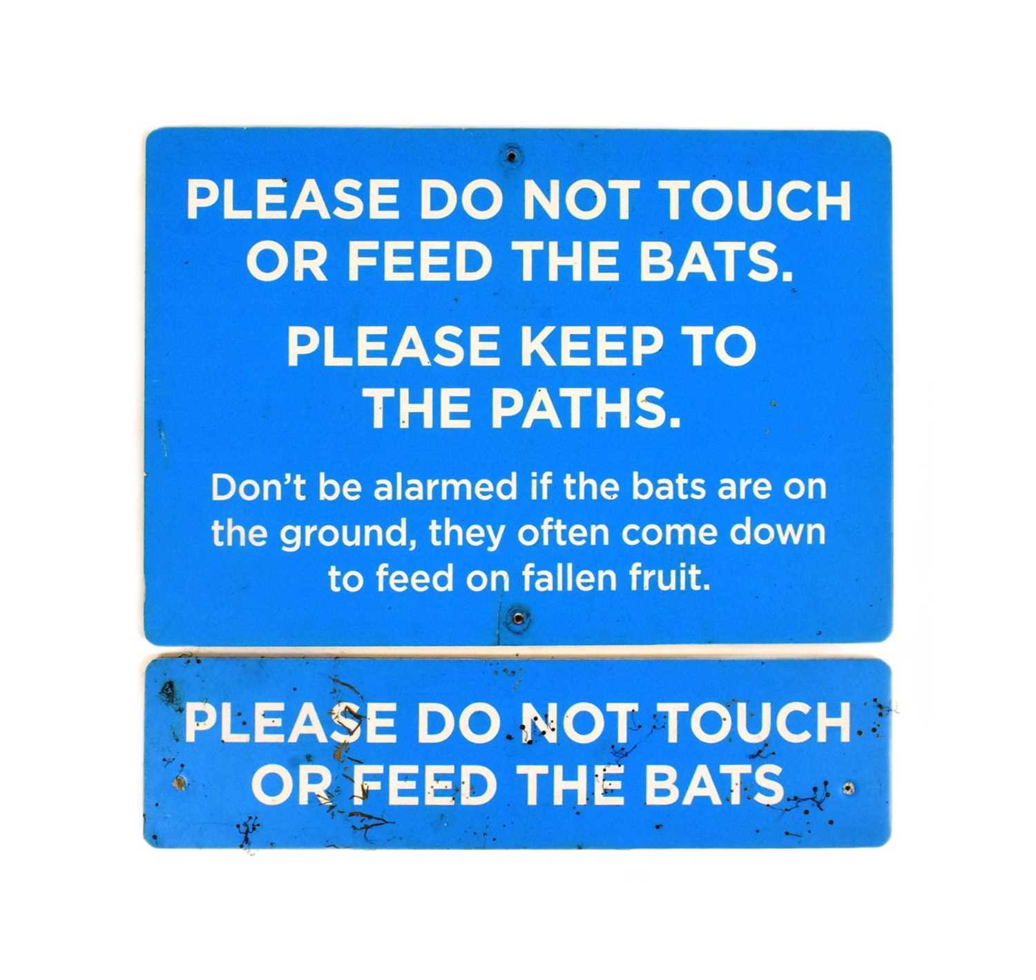 Lot 114 - FORMER BRISTOL ZOO GARDENS - BAT ENCLOSURE WARNING SIGNS