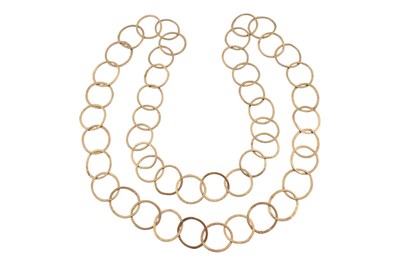 Lot 207 - HALLMARKED 9CT GOLD RING LINK NECKLACE