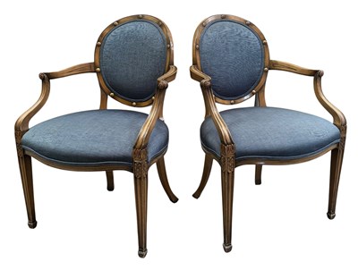 Lot 514 - SMITH & WATSON, NEW YORK - PAIR OF FRENCH LOUIS XVI STYLE LOUNGE ARMCHAIRS