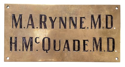 Lot 133 - VINTAGE 20TH CENTURY SOLID BRASS MEDICAL WALL PLAQUE