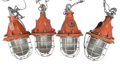 Lot 164 - MATCHING SET OF FOUR RUSSIAN EXPLOSION-PROOF CAGE LIGHTS
