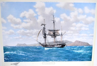 Lot 187 - FORMER BRISTOL ZOO GARDENS - AFTER JOHN CHANCELLOR - HMS BEAGLE SIGNED PRINT