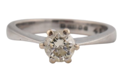 Lot 380 - HALLMARKED 18CT WHITE GOLD & DIAMOND SOLITAIRE RING