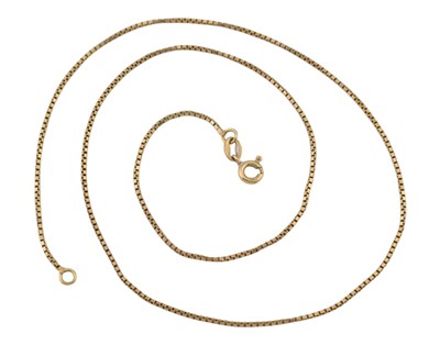 Lot 301 - 18CT GOLD BOX LINKED NECKLACE CHAIN