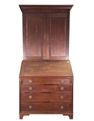 Lot 486 - EARLY 19TH CENTURY GEORGE III OAK ESTATE BUREAU BOOKCASE
