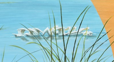 Lot 228 - FORMER BRISTOL ZOO GARDENS - 'GREAT WHITE PELICAN' - SUSAN JANE 1998 - PAINTING