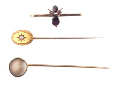 Lot 97 - THREE ANTIQUE BROOCH LAPEL PINS
