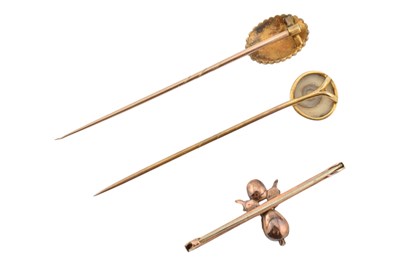 Lot 97 - THREE ANTIQUE BROOCH LAPEL PINS