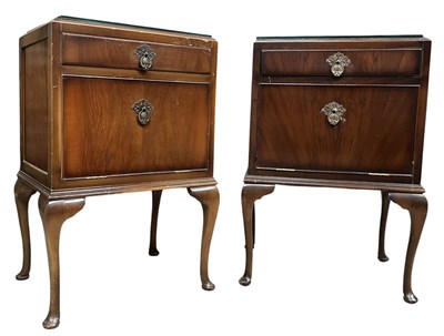 Lot 430 - PAIR OF QUEEN ANNE REVIVAL WALNUT BEDSIDES