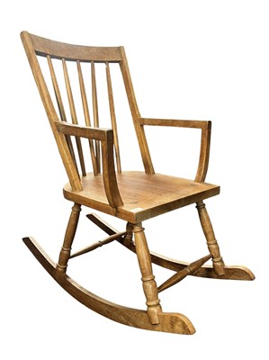 Lot 518 - 20TH CENTURY COTSWOLD SCHOOL-STYLE OAK ROCKING CHAIR