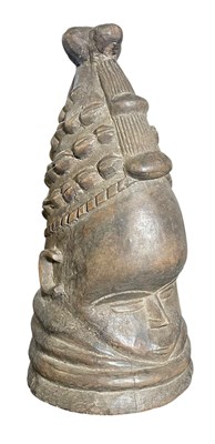 Lot 89 - WEST AFRICAN, SIERRA LEONE, MENDE SOCIETY SOWEI CARVED WOOD HELMET MASK