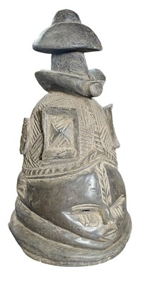 Lot 77 - WEST AFRICAN, SIERRA LEONE, MENDE SOCIETY SOWEI CARVED WOOD HELMET MASK