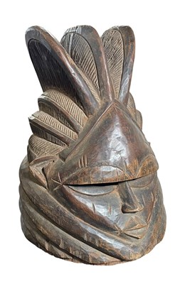 Lot 76 - WEST AFRICAN, SIERRA LEONE, MENDE SOCIETY SOWEI CARVED WOOD HELMET MASK