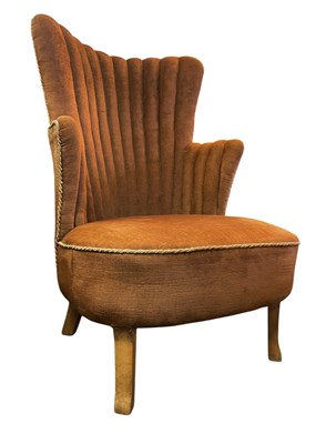 Lot 212 - 1930S ART DECO CONTINENTAL BEECH FRAMED BOUDOIR FAN-BACK CHAIR