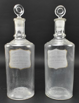 Lot 73 - PAIR OF FRENCH 19TH CENTURY APOTHECARY PERFUME EXTRACT GLASS BOTTLES