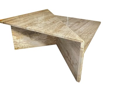 Lot 135 - VINTAGE 1970S ITALIAN TRAVERTINE MARBLE COFFEE TABLE