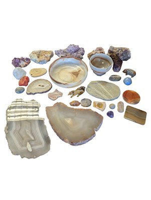 Lot 266 - NATURAL HISTORY - COLLECTION OF AGATE BOWLS, SLICES & GEODES