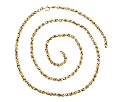 Lot 363 - HALLMARKED 9CT GOLD ROPETWIST CHAIN NECKLACE AF