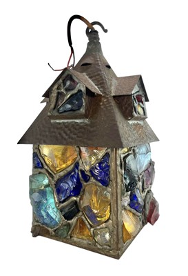 Lot 53 - PETER MARSH - MID 20TH CENTURY ARTS & CRAFTS ROCK LANTERN LIGHT