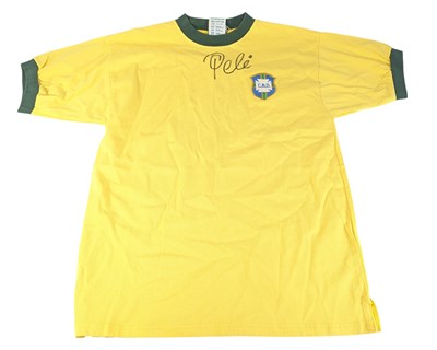 Lot 108 - FOOTBALL - PELE - AUTOGRAPHED REPLICA BRAZIL SHIRT