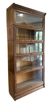 Lot 600 - LUNDSTROM FIVE TIER OAK BARRISTERS LAWYERS BOOKCASE