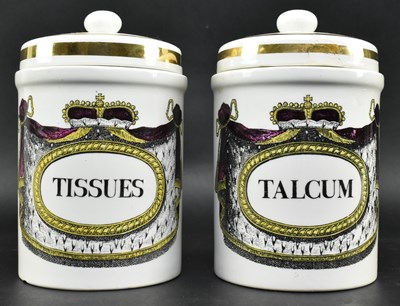 Lot 189 - PIETRO FORNASETTI - TWO MID CENTURY PORCELAIN SPICE JARS