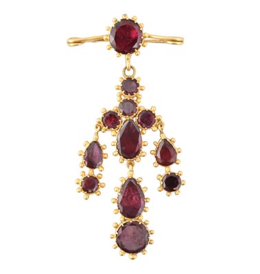 Lot 99 - 19TH CENTURY GEORGIAN GIRANDOLE GARNET BROOCH PIN