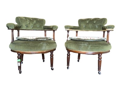 Lot 905 - PAIR OF VICTORIAN REVIVAL MAHOGANY TUB CHAIRS