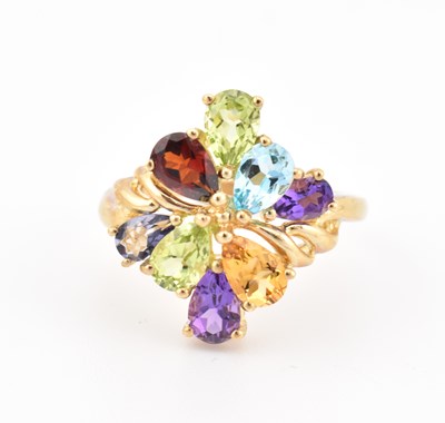 Lot 333 - HALLMARKED 9CT GOLD GEM SET CLUSTER RING