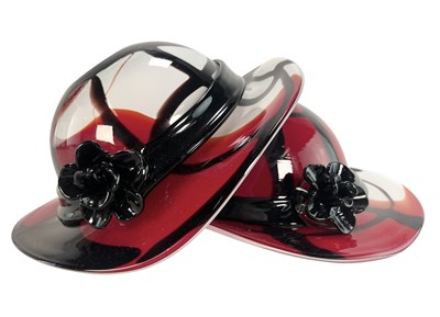 Lot 402 - BLOCK - PAIR OF 20TH CENTURY MURANO-STYLE GLASS HAT BOWLS