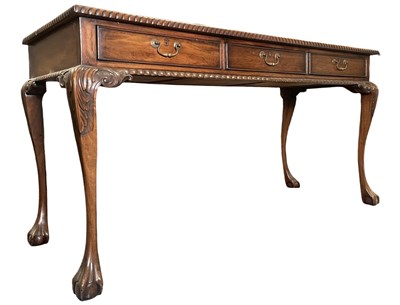 Lot 577 - VICTORIAN-STYLE MAHOGANY & LEATHER CHIPPENDALE REVIVAL DESK